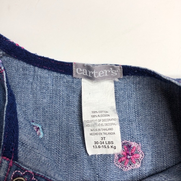 Carters floral snap front denim jumper/ dress - Picture 4 of 4